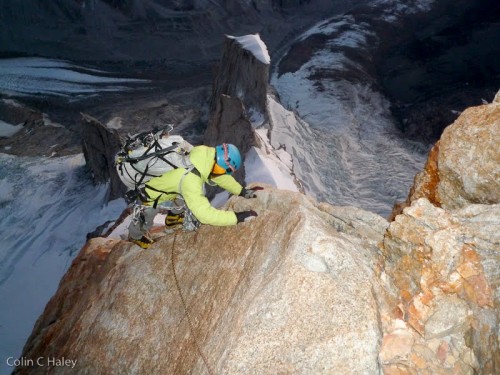 Chad nearing the base of the Salvaterra Variation at first light