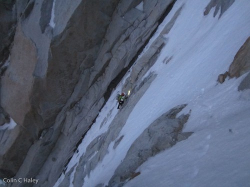 Andy finishing the lower couloir of the Supercanaleta.